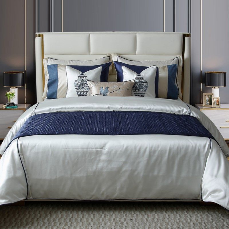 现代样板房床上用品套件新中式多件套新古典床品R家具卖场展厅定