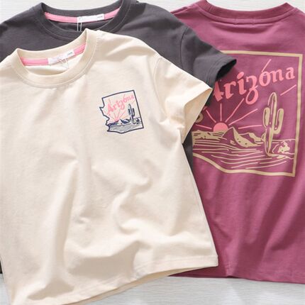 典雅色系儿童舒适短袖T恤~男童凉爽半袖冰丝棉汗T衫大童外贸童装7