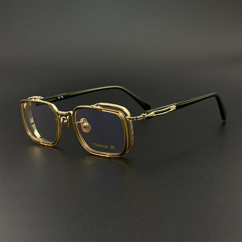 小众复古手工眼镜框男女纯钛板材雕花小框防蓝光可配近视变色镜架