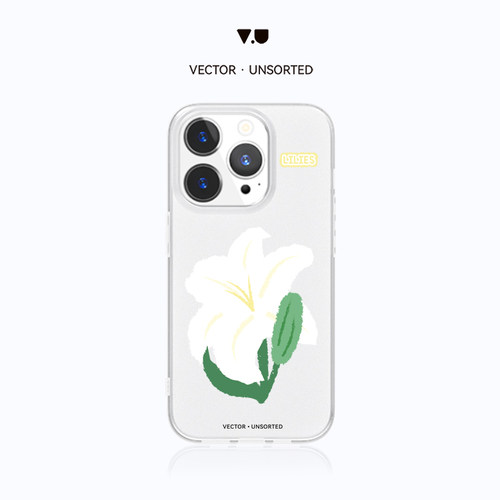 VECTOR UNSORTED百合花iPhone12/13/ 14/15/16/Pro/Max原创磨砂透明防摔磁吸手机壳