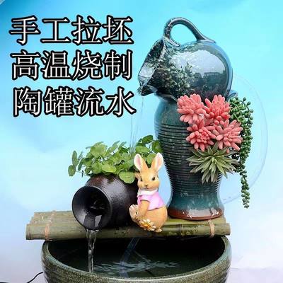 个性创意流水罐多肉造景花盆大口径老桩粗陶斜缺口高筒鱼缸躲避洞