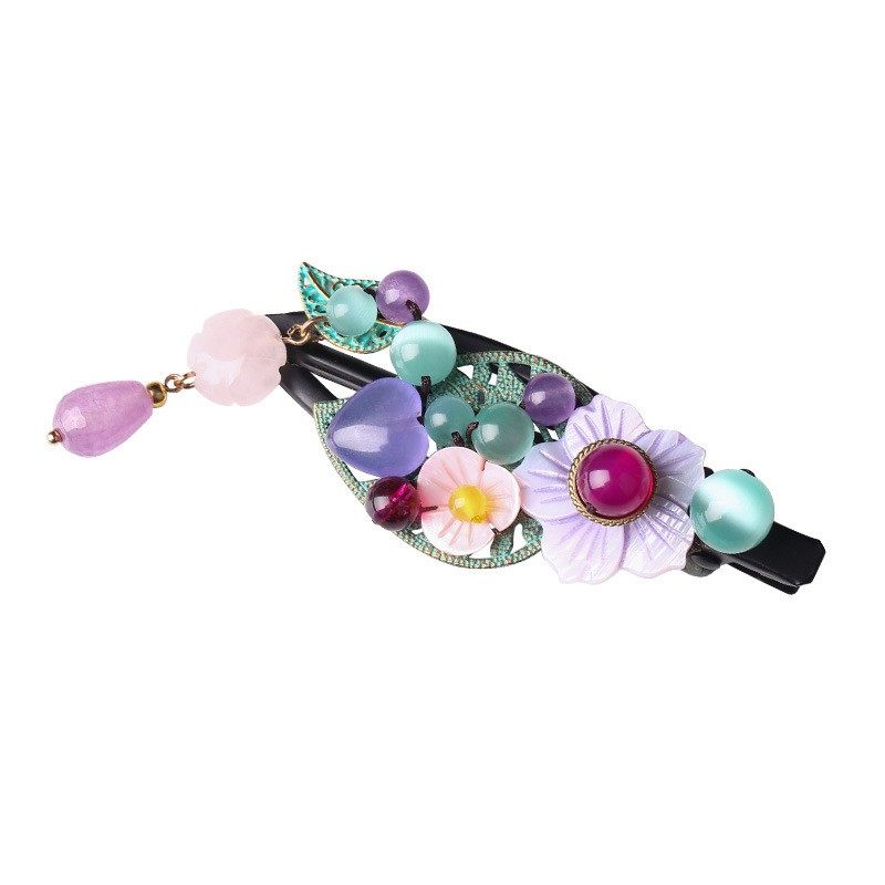 多仓发货顶夹复古民族风鸭嘴夹头饰发饰发卡发p夹边夹鸭嘴夹玉石r