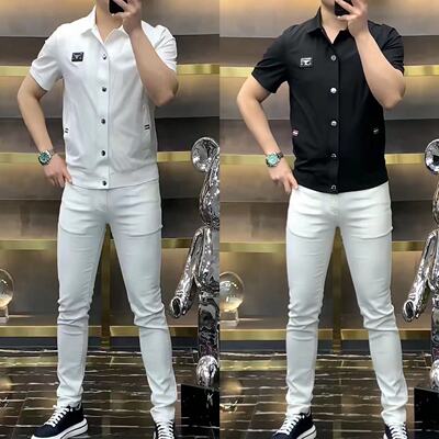 春夏男士新款轻奢翻领短袖