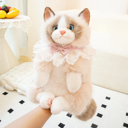 仿真布偶猫咪双肩背包发声会叫公仔玩偶小猫毛绒玩具节日礼物娃娃