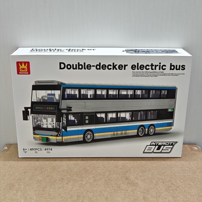 万格交通工具4974双层巴士小颗粒兼容491pcs拼装积木玩具模型摆件