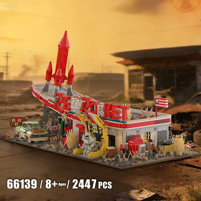 砖悦建筑66139红火箭餐厅小颗粒兼容2447pcs拼装积木玩具模型摆件