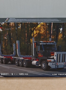 砖悦66027美式运木卡车小颗粒兼容445pcs拼装积木玩具模型摆件