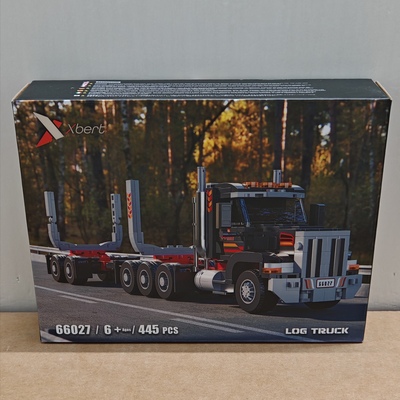 砖悦66027美式运木卡车小颗粒兼容445pcs拼装积木玩具模型摆件