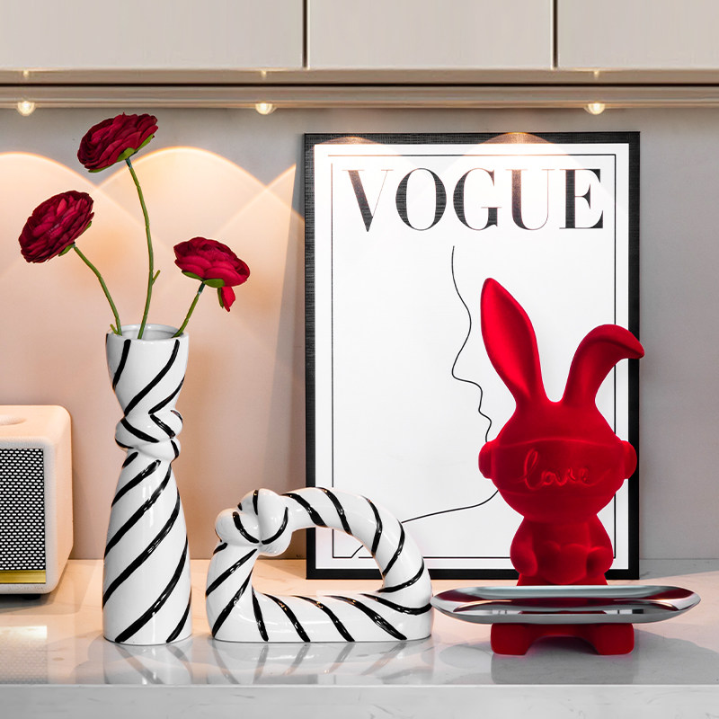 现代家居酒柜电视柜装饰品摆设书房桌面花瓶插花轻奢高档兔子摆件,家居饰品,装饰摆件,淘宝优惠券,粉丝福利购,淘宝优惠卷