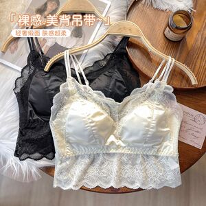 蕾丝美背吊带背心女士带胸垫内搭文胸一体内衣打底可外穿夏季薄款