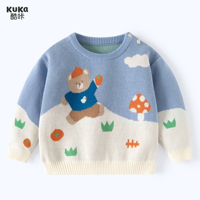 儿童毛衣秋冬宝宝加绒毛线衣婴儿保暖打底针织衫男童时尚外穿衣服