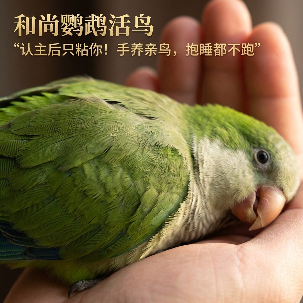 和尚鹦鹉活鸟幼鸟雏鸟手养断奶亲人蓝绿色小太阳鹦鹉活鸟会说话的