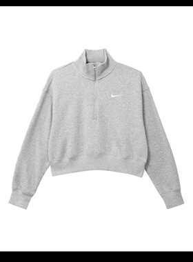 Nike  SportswearPhoenix短款长袖Polo衫 女款 灰DQ5768-063 丁浩