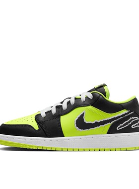 Air Jordan 1 板鞋 运动休闲鞋 黑色/荧光绿DX6666-701湖北48仓