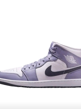 耐克Air Jordan 1复古潮流运动休闲鞋中帮/白紫DQ8426-145博隆w