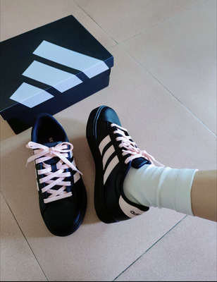 adidas Daily 4.0 合成革 舒适百搭板鞋黑粉色KH8004乔治
