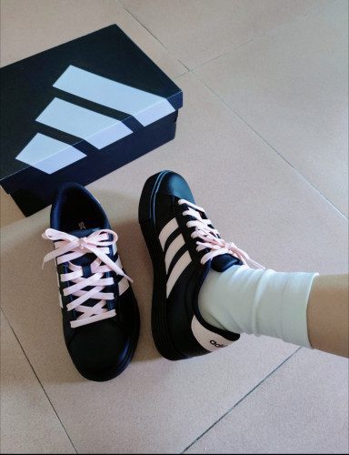 adidas Daily 4.0 合成革 舒适百搭板鞋黑粉色KH8004乔治