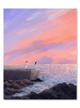 【特惠捡漏】插画师Subin复刻艺术版画清新韩系治愈风景装饰画芯