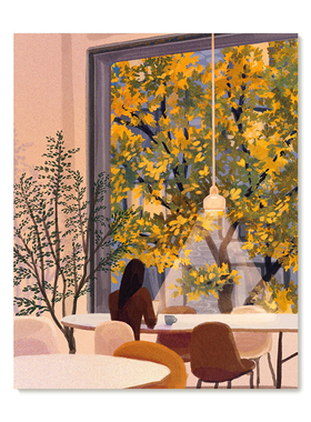 【特惠捡漏】插画师Subin复刻艺术版画咖啡厅治愈系风景装饰画芯