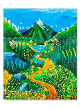【特惠捡漏】插画师Prairie复刻艺术版画治愈系绿色卡通装饰画芯