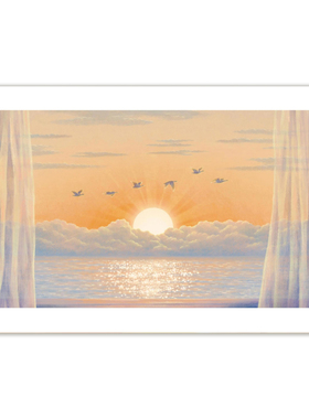 【特惠捡漏】插画师Subin复刻艺术版画治愈温馨日出风景装饰画芯