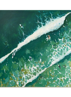 【特惠捡漏】Nina Brooke复刻艺术版画蓝绿色大海景游泳装饰画芯