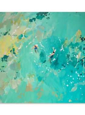 【特惠捡漏】Nina Brooke复刻艺术版画蓝绿色大海景游泳装饰画芯