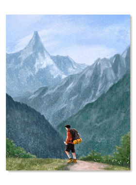 【特惠捡漏】插画师Subin复刻艺术版画登山运动小众治愈装饰画芯
