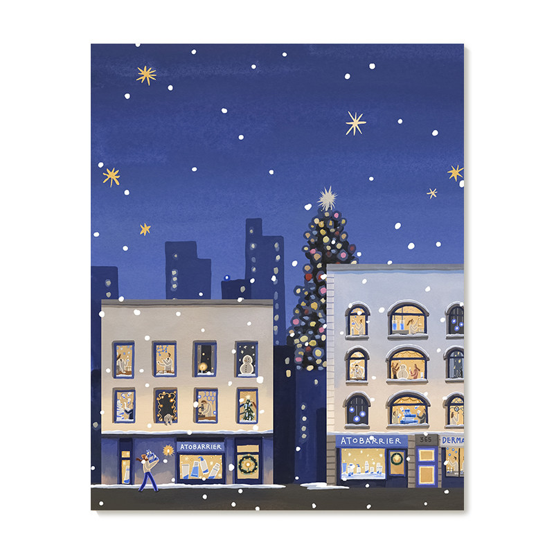 【特惠捡漏】插画师Seula Yi复刻艺术版画治愈系圣诞夜景装饰画芯
