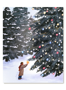 【特惠捡漏】插画师Subin复刻艺术版画治愈系雪景圣诞树装饰画芯