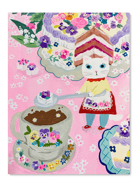 【特惠捡漏】插画师北岸由美复刻艺术版画可爱猫咪儿童房装饰画芯