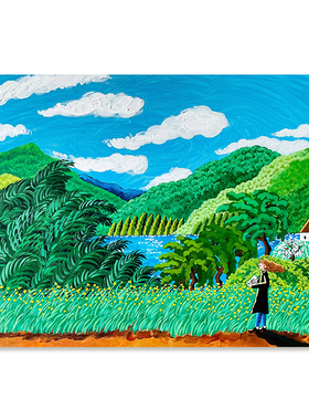 【特惠捡漏】Prairie插画复刻艺术版画绿色治愈情侣双联装饰画芯