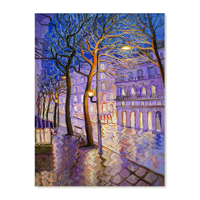 【特惠捡漏】Sergiu Ciochina复刻艺术插画法式建筑夜景装饰画芯