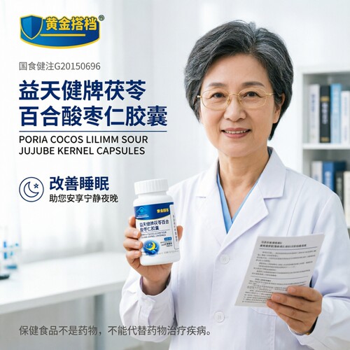 益天健牌茯苓百合酸枣仁胶囊30粒晚上夜里睡不着烦躁焦虑入睡困难