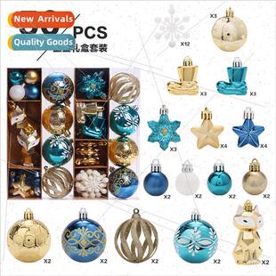 New Arrivals Christmas Decorations 50pcs Blue Gold Painted C