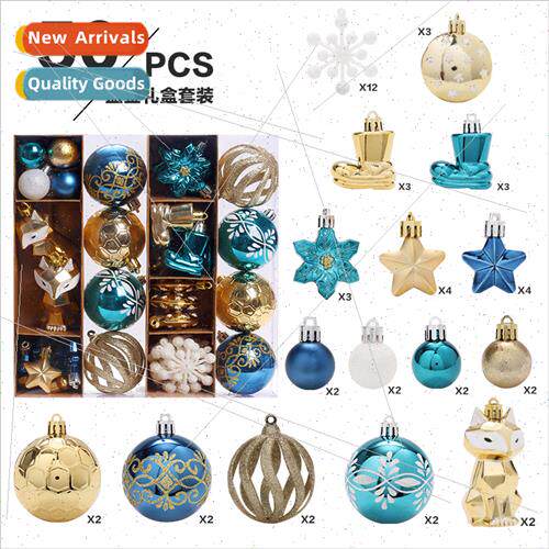 New Arrivals Christmas Decorations 50pcs Blue Gold Painted C