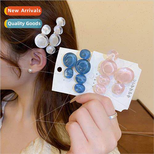 Transparent round clip hair clips female delicate side clip