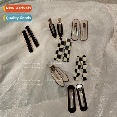 ins wave checkerboard checkerboard hair clip duckbill side c