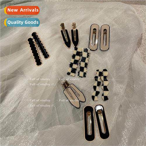 ins wave checkerboard checkerboard hair clip duckbill side c
