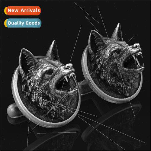 Pure Pewter Handmade Wolf Head Vintage French Shirt Men Cuff
