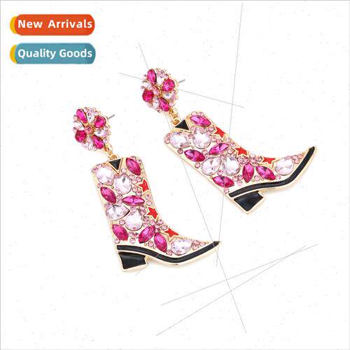 Fashion light luxury oil drop wh colorful diamonds boots ear