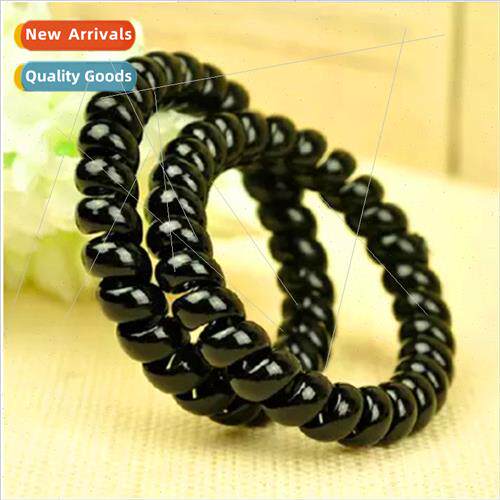 Korean hair accessories black large telephone wire macaroon