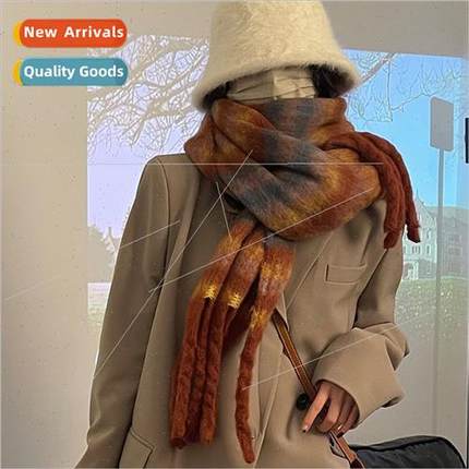 ins cool atmosphere ~ pull wool colorful scarf Autumn winter