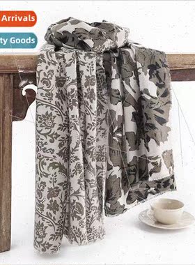 Botanical flowers imation cashmere scarf female winter commu