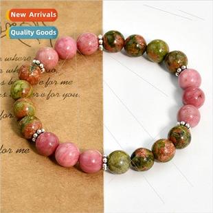 green stone beaded Europe jewelry flower bracelet fema niche