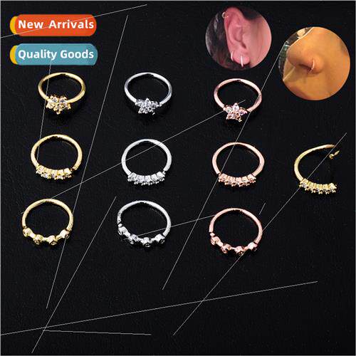 Zirconia Ear Bone Studs Flower Nose Stud Earrings Septum Bod