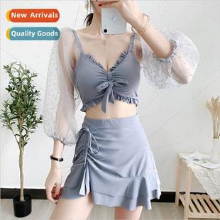 long spl thin spa sleeved skirt bikini sexy female Swimsu