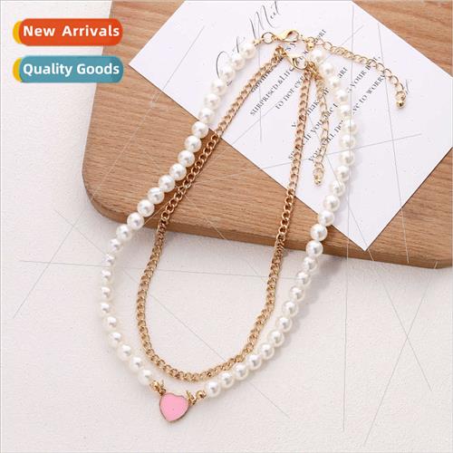 French simple imation natural pearl necklace 10mm retro swee