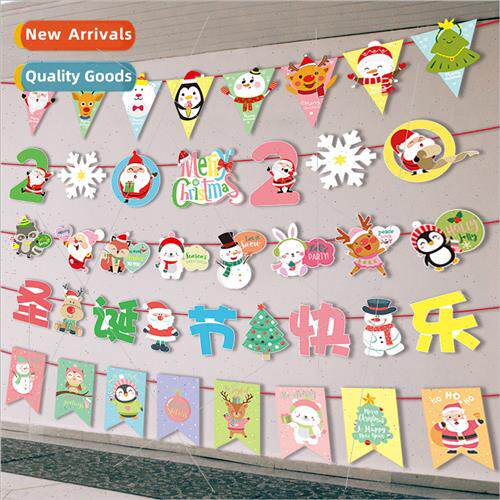 Cartoon Christmas flag paper hanging flag party atmosphere d