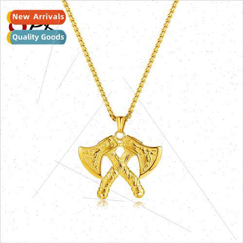 Vintage Viking Tanium Steel Tomahawk Pendant Men Hip Hop Nec